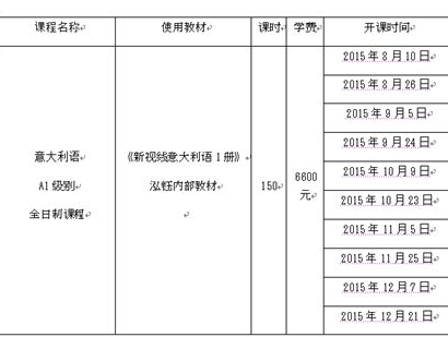 意大利语a1考试培训班多少钱?