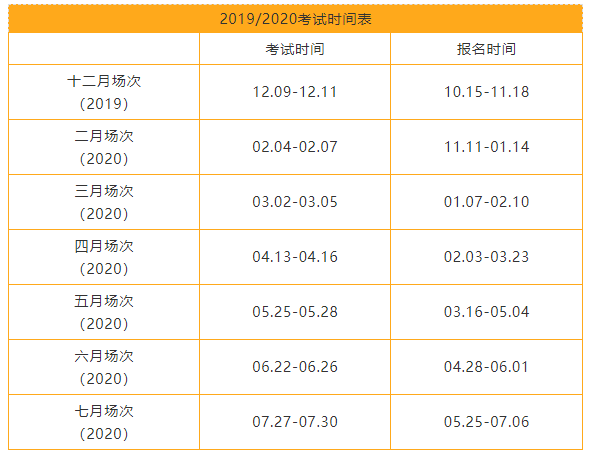 2020年法语tcf/tef考试时间表